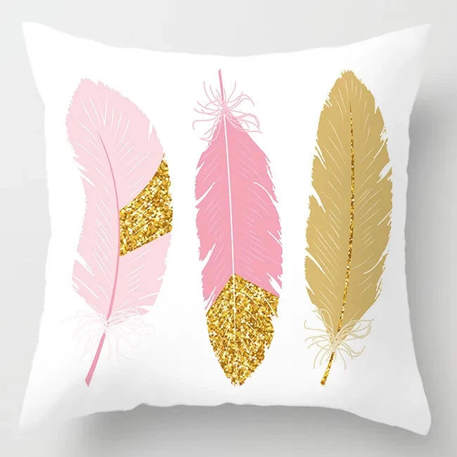 Pink Feather Pillowcase Decorative Sofa Cushion Case Bed Pillow Cover Home Decor