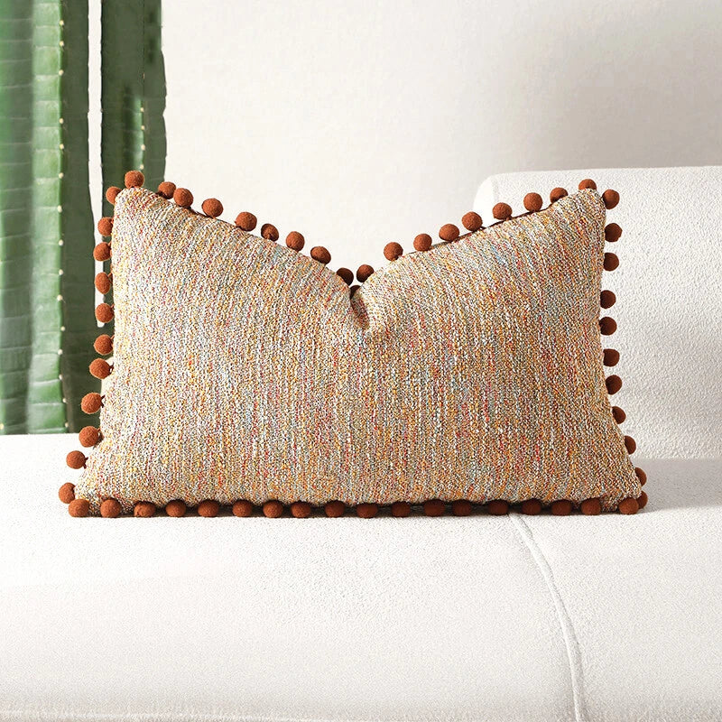 Pom-Poms Tassels Cushion Cover Pillow Case Sofa Bed Home Decor 35*50cm 45*45cm