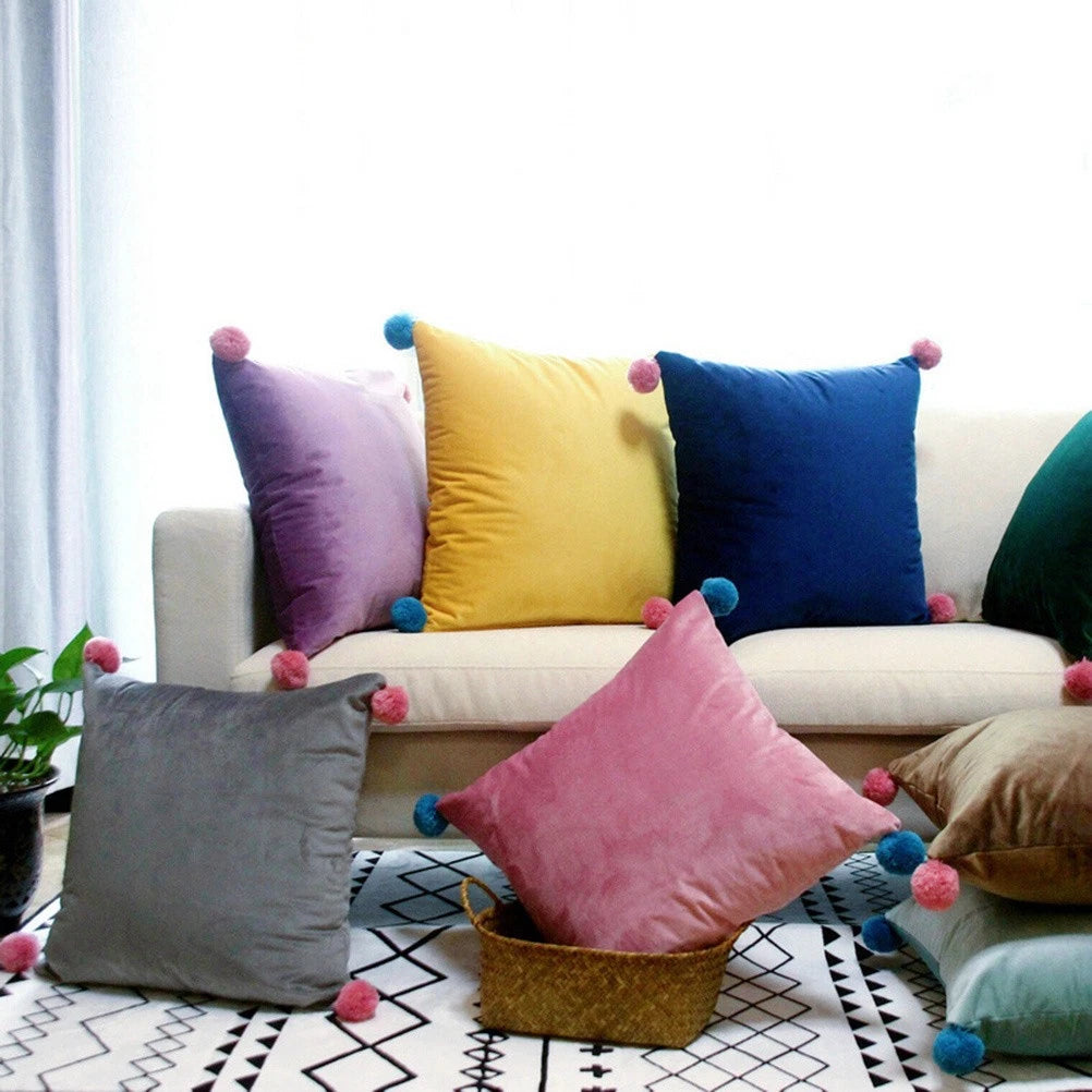 Pure Color Pillowcase Sofa Plush Cushion Cover Household Back Cushion Cover