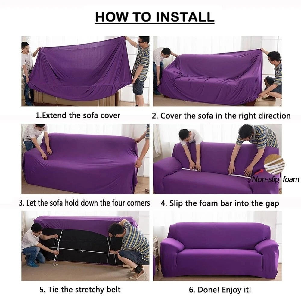 3D Printed Elastic Sofa Covers for Living Room L Shape Geometric Seater