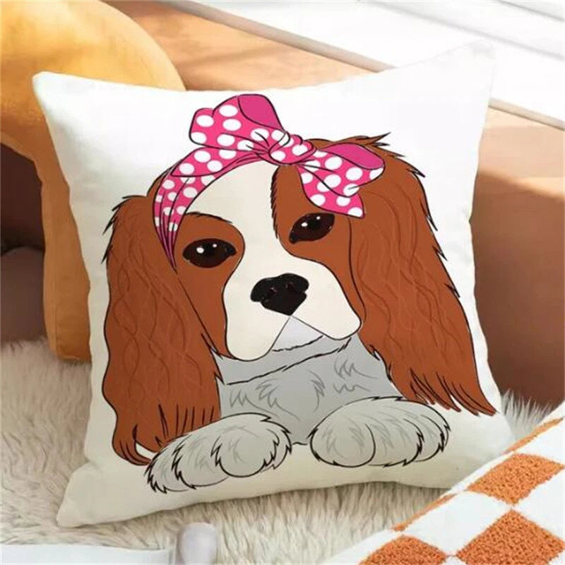 Cartoon Dog Pillowcases for Cushion Cover Car Decoration Sofa Cushion Fall Decor