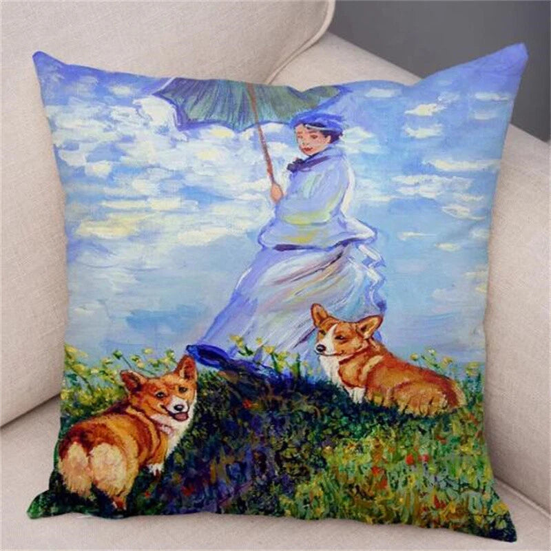 Welsh Corgi Pembroke Cushion Cover for Sofa Decor Cartoon Dog Pillow Case