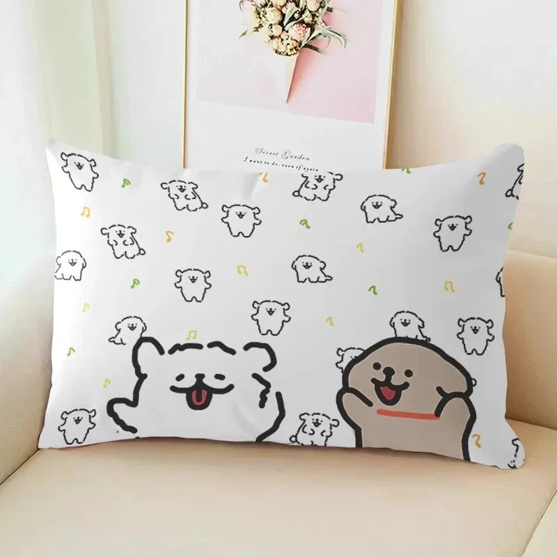 MINISO Cute Cartoon Line Puppy Print Pillowcase Sofa Cushion Cover Bed Sleeping