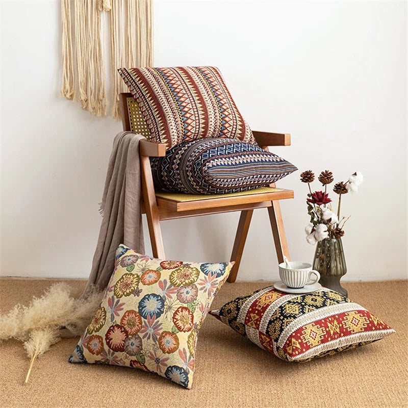 24 x 24in Cotton Linen Blend Home Throw Pillow Cover Case Sofa Bed Cushion Cover