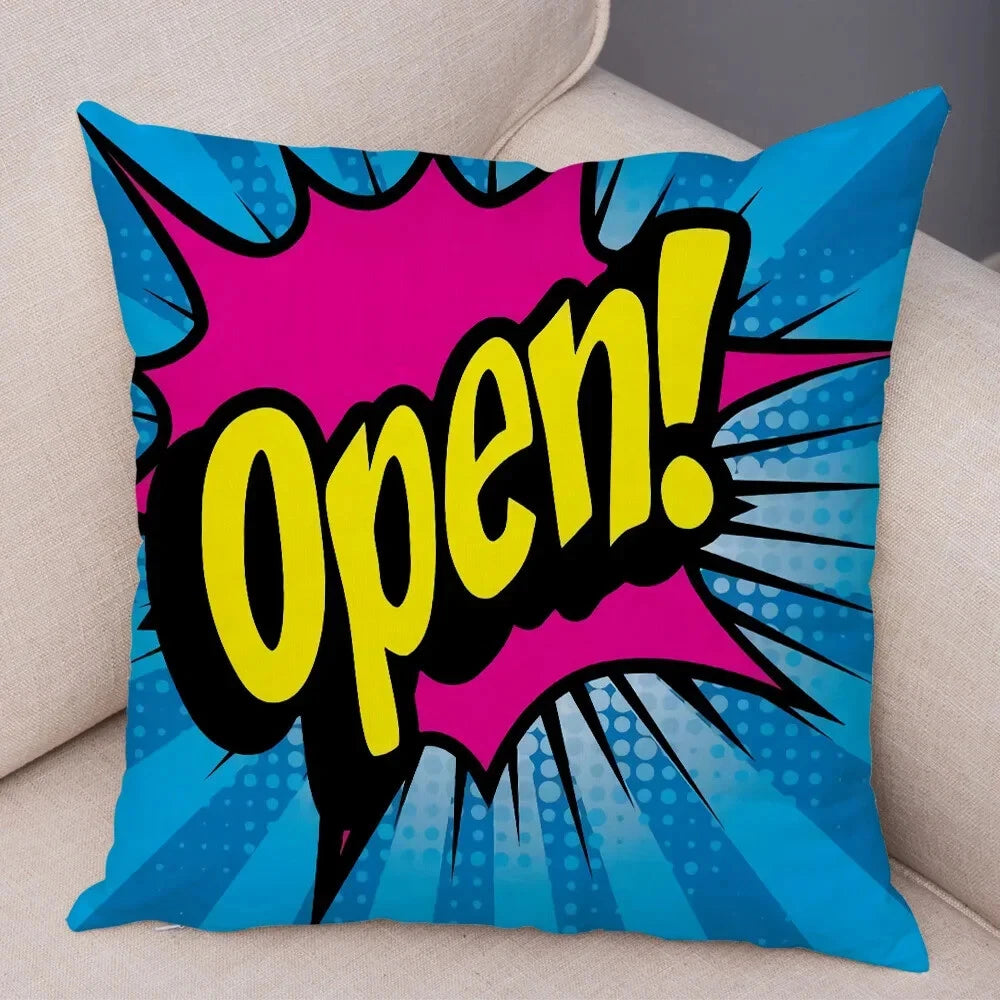 Pop Art Cushion Cover Polyester Cotton Pillowcase Sofa Chair Bed Pillow Cover