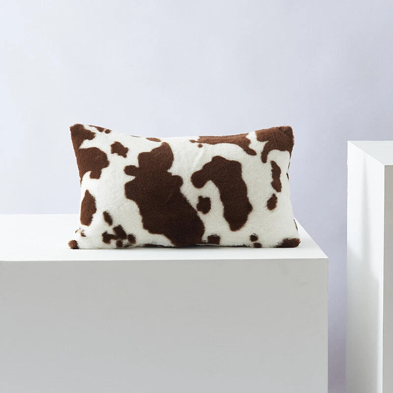 Cow Printing Cushion Cover Soft Plush Throw Sofa Pillow Case Decorative Home Bed