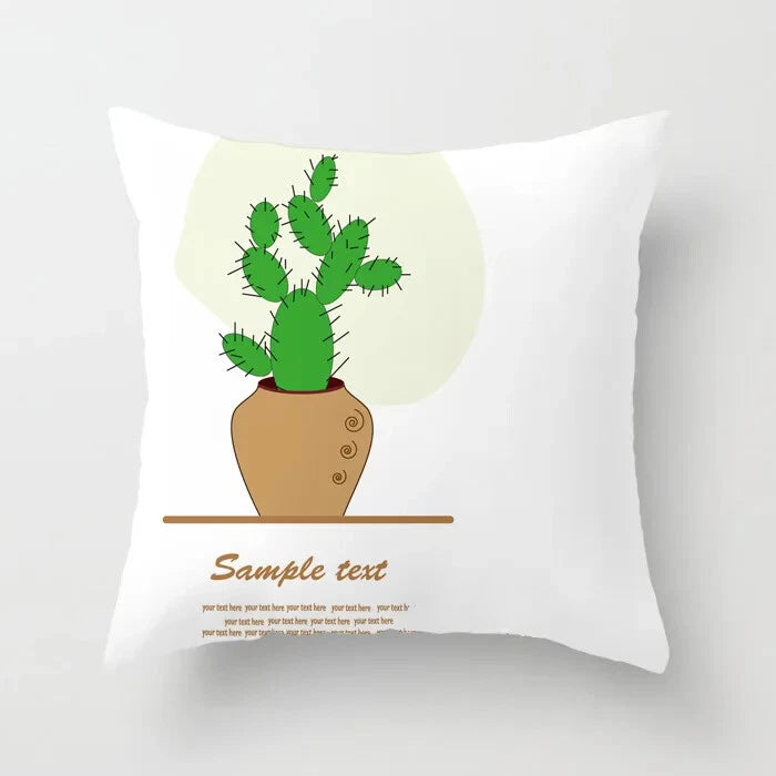 Cactus Succulent Plants Pillowcase Decor Sofa Cushion Case Bed Pillow Cover