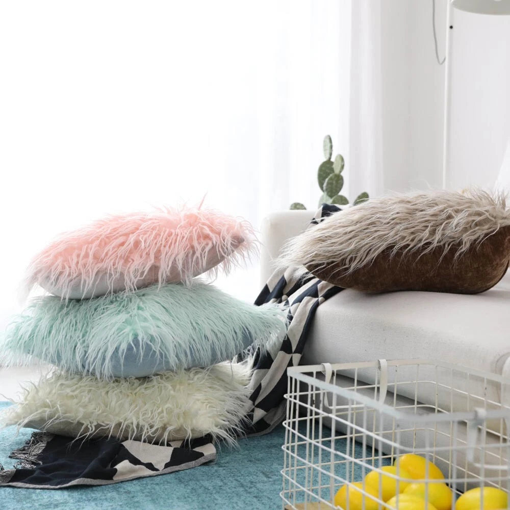 Furry Shaggy Pillow Cover Sofa Cushion Covers Pillowcases Bed Throw Home Decor