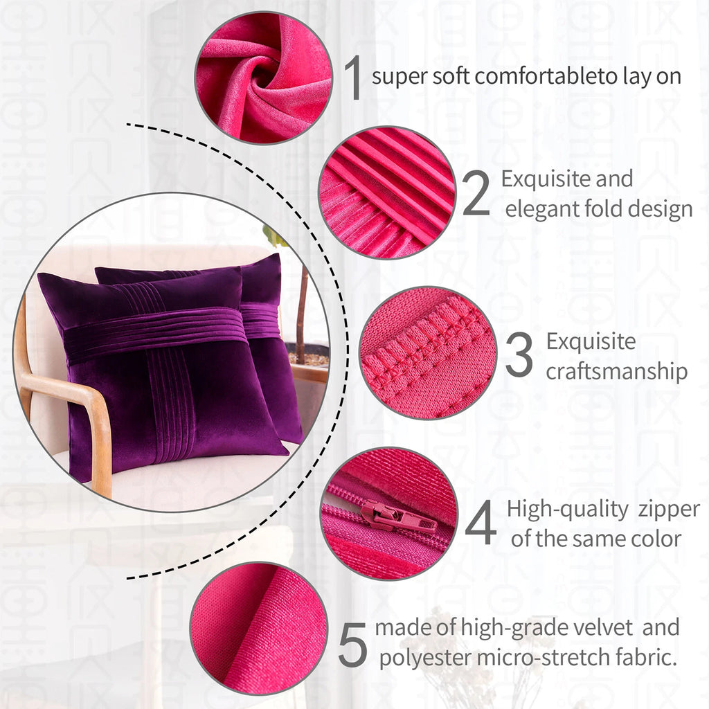 2 PACK Throw Pillow Covers Sofa Decor Velvet Cushion Cases Premium Cushion Cover