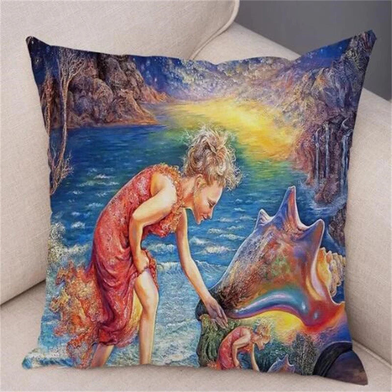 Forest Elf Cushion Cover Decor Colorful Fantasy Pillow Case for Sofa Car Room