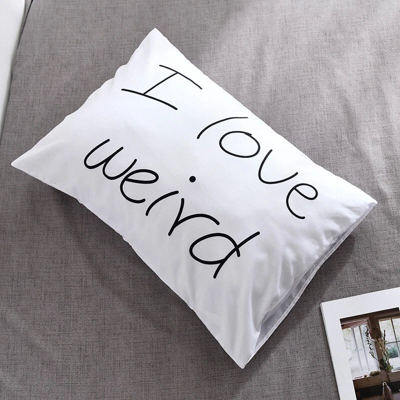 White Cushion Cover Letter Printed Pilow Case 2Pcs Pillowcase Bedroom Throw Sofa