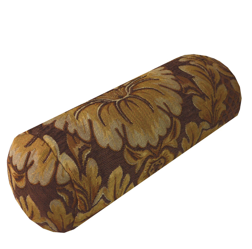 We57 - Brown Big Peony Flower Leaf Bolster Case/Pillow/Sofa Seat Cushion Cover