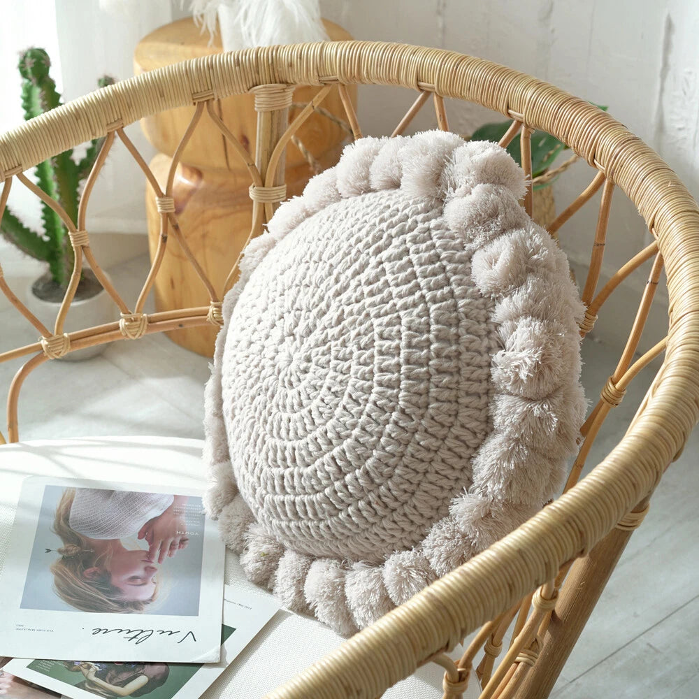 Round Seat Pad Cushion Chair Knit Waist Garden Sofa Bed Patio Floor Pillow Case