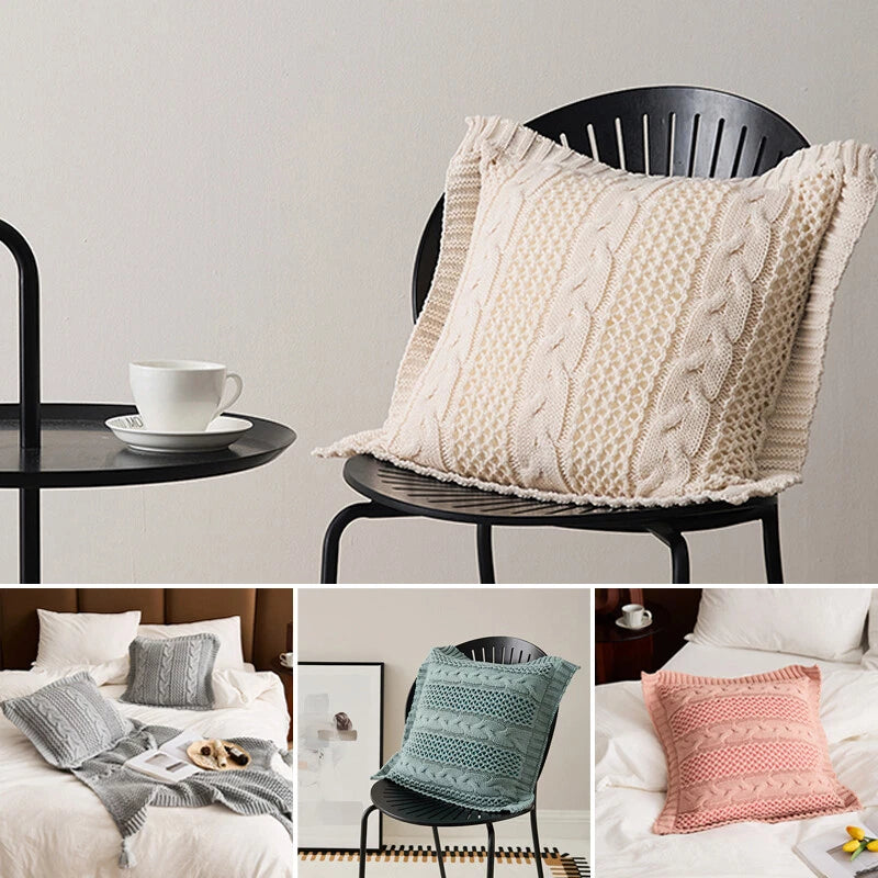 45*45cm Square Knitted Pillowcase Throw Waist Cushion Covers Sofa Bed Home Decor