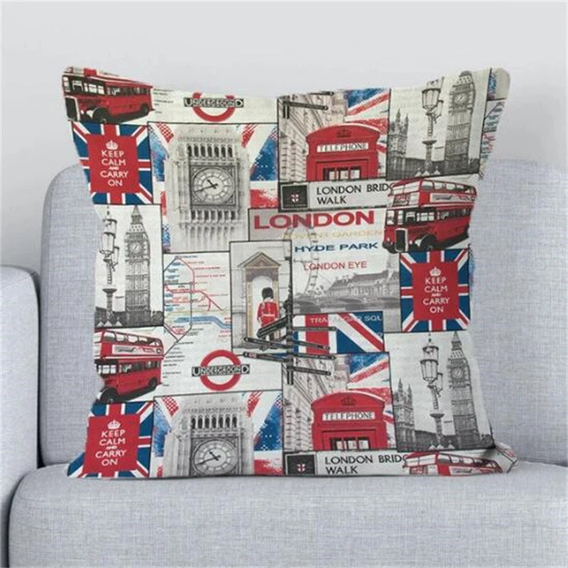 Cushions Covers for Bed London Paris Scenic Print Sofa Fall Pillow Cases Decor