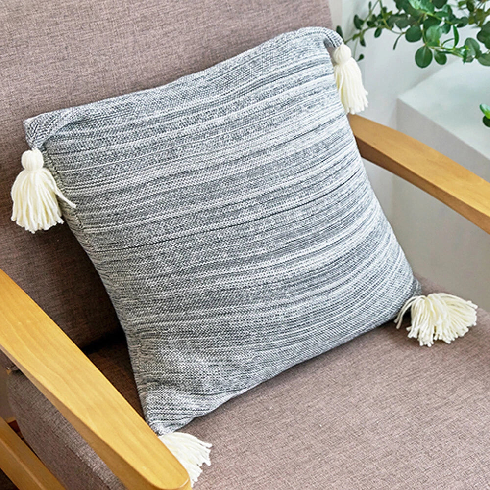 45cm Square Pillowcase Sofa Bed Waist Cushion Cover Tassel Pillow Case Decor 1pc