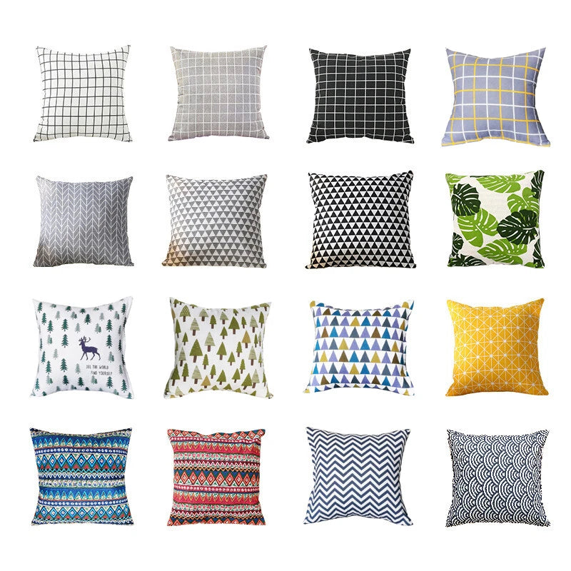 Geometric Cushion Cover Linen Throw Pillow Case Bed Sofa Car Decor 40/45/50cm