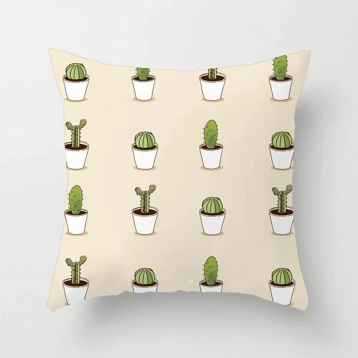 Cactus Succulent Plants Pillowcase Decor Sofa Cushion Case Bed Pillow Cover