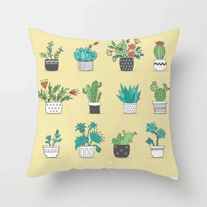 Cactus Succulent Plants Pillowcase Decor Sofa Cushion Case Bed Pillow Cover