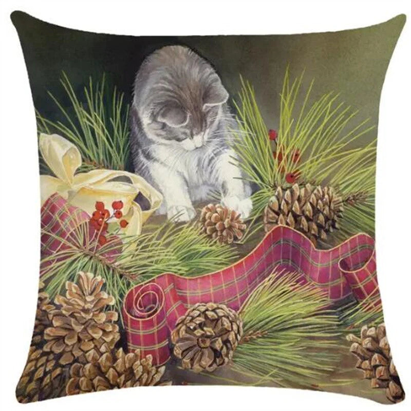 Cute Cat Pillowcase Art Kitty Paint Pillow Cover for Bed Sofa Cushion Home Decor