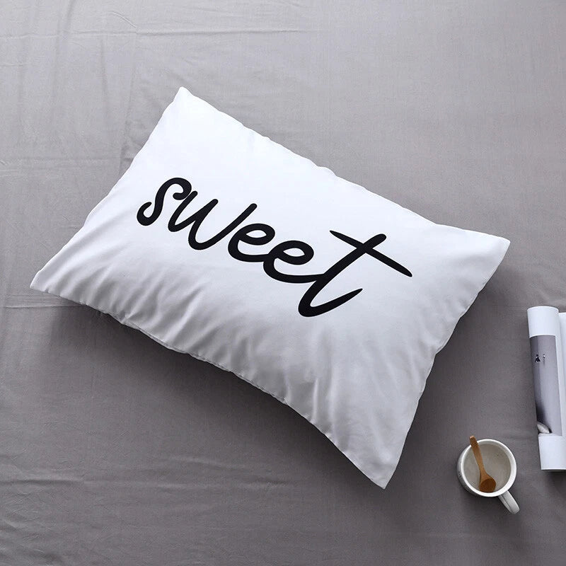 White Cushion Cover Letter Printed Pilow Case 2Pcs Pillowcase Bedroom Throw Sofa