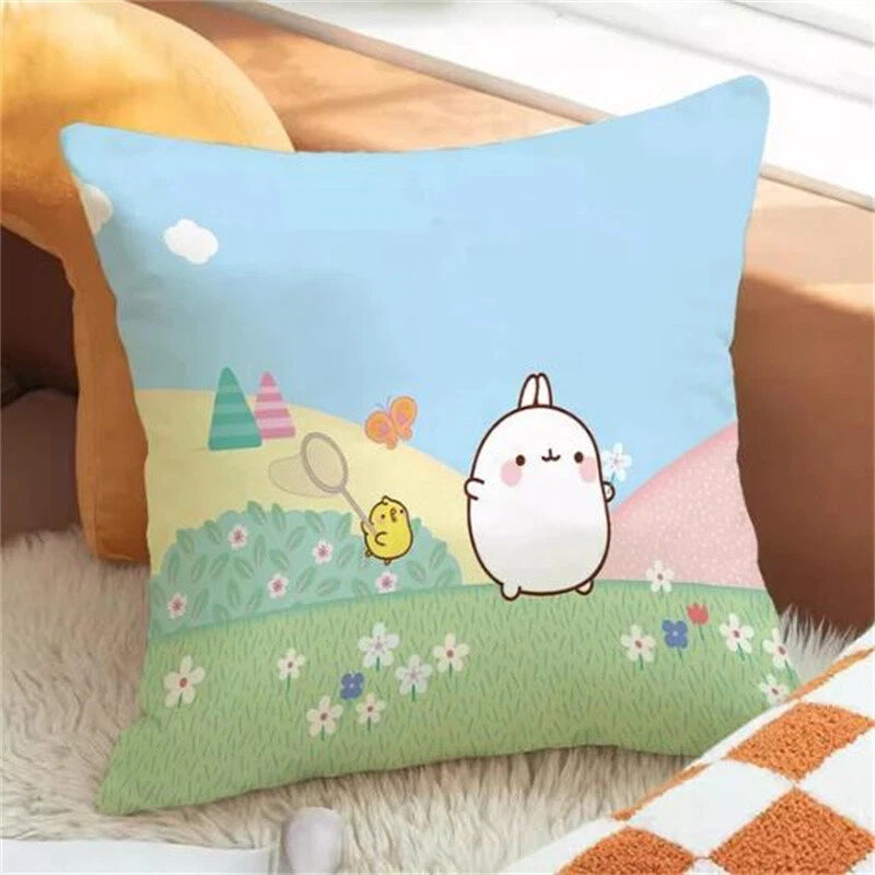 Molang Pillowcases for Cushion Cover Sofa Cushions Fall Car Decoration Anime