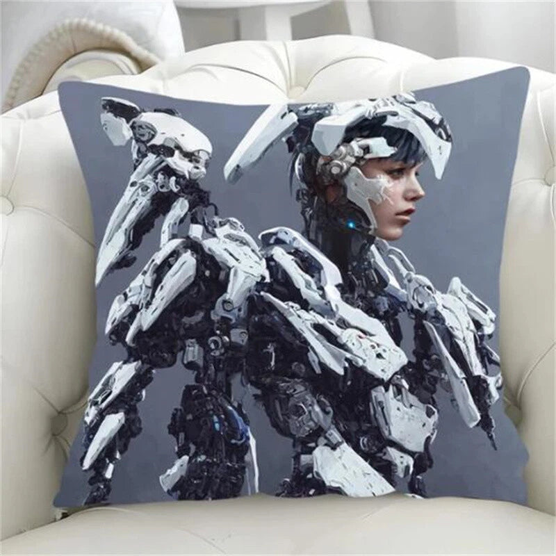Robot Pillow Cover Pillowcase Decorative for Chair Cushion Fall Short Plush Sofa