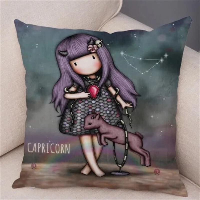 Cute Cartoon Little Girl Decor Lovely Cushion Cover for Sofa Home Pillow Case