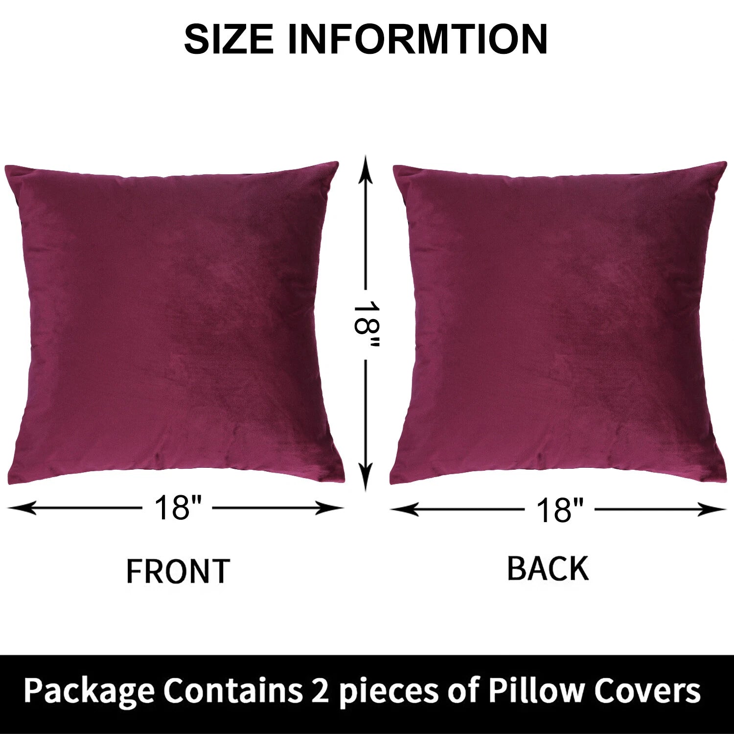 Velvet Soft Cushion Cover, 2 Pack Modern Decorative Throw Pillow Case 18"x18"