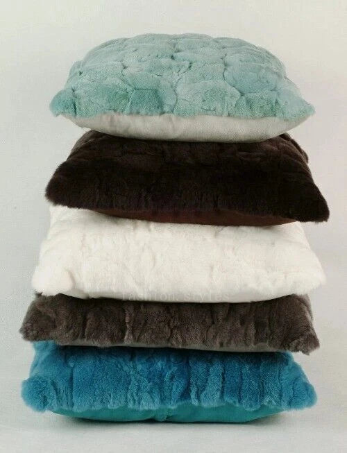 Rabbit Fur Patchwork Sofa Cushion Covers Furry Pillow Cover No Stuffing