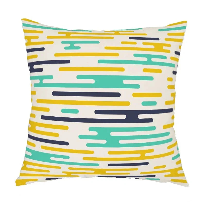 Geometric Pattern Peach Skin Plush Pillowcase for Sofa Chair Bed Pillow Cover