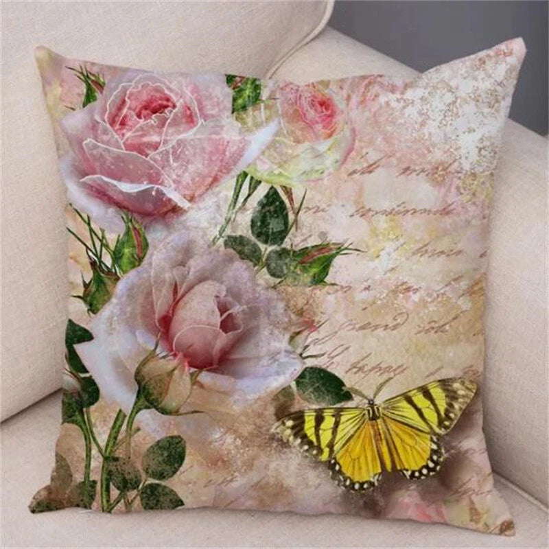 Vintage Butterfly Pillow Case Decor Old Poster Cushion Cover for Sofa Home Car