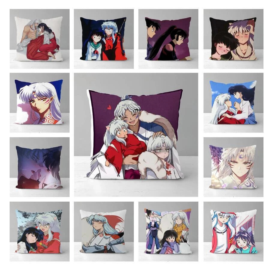 Throw Pillow Covers Decor Inuyasha Print Anime Pillowcase for Sofa Cushion Cover