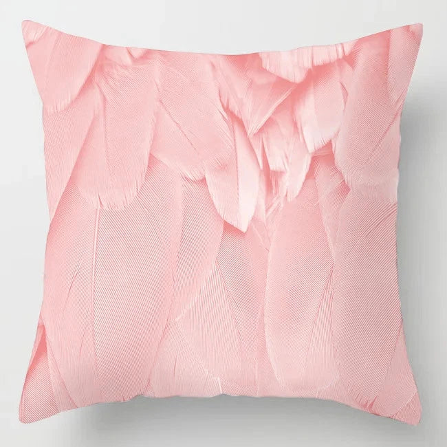Pink Feather Pillowcase Decorative Sofa Cushion Case Bed Pillow Cover Home Decor