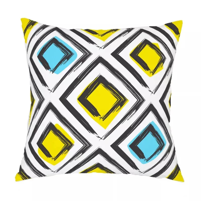 Geometric Pattern Peach Skin Plush Pillowcase for Sofa Chair Bed Pillow Cover