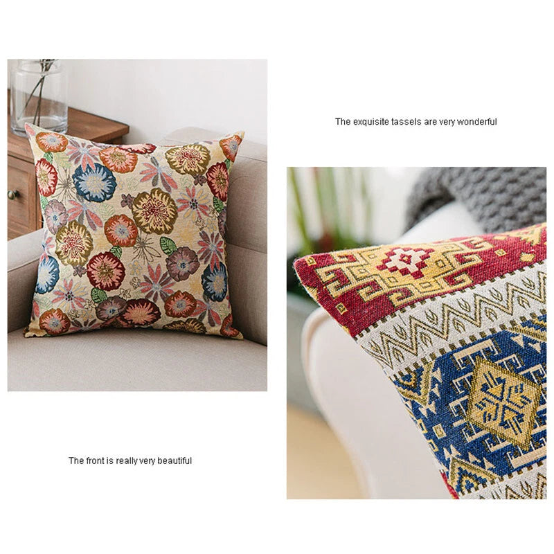 24 x 24in Cotton Linen Blend Home Throw Pillow Cover Case Sofa Bed Cushion Cover