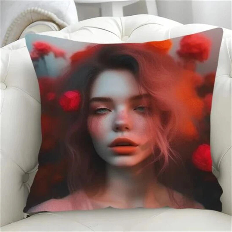 Decorative for Rose Chair Cushion Cover Pillowcase Lounge Chair Short Plush Sofa