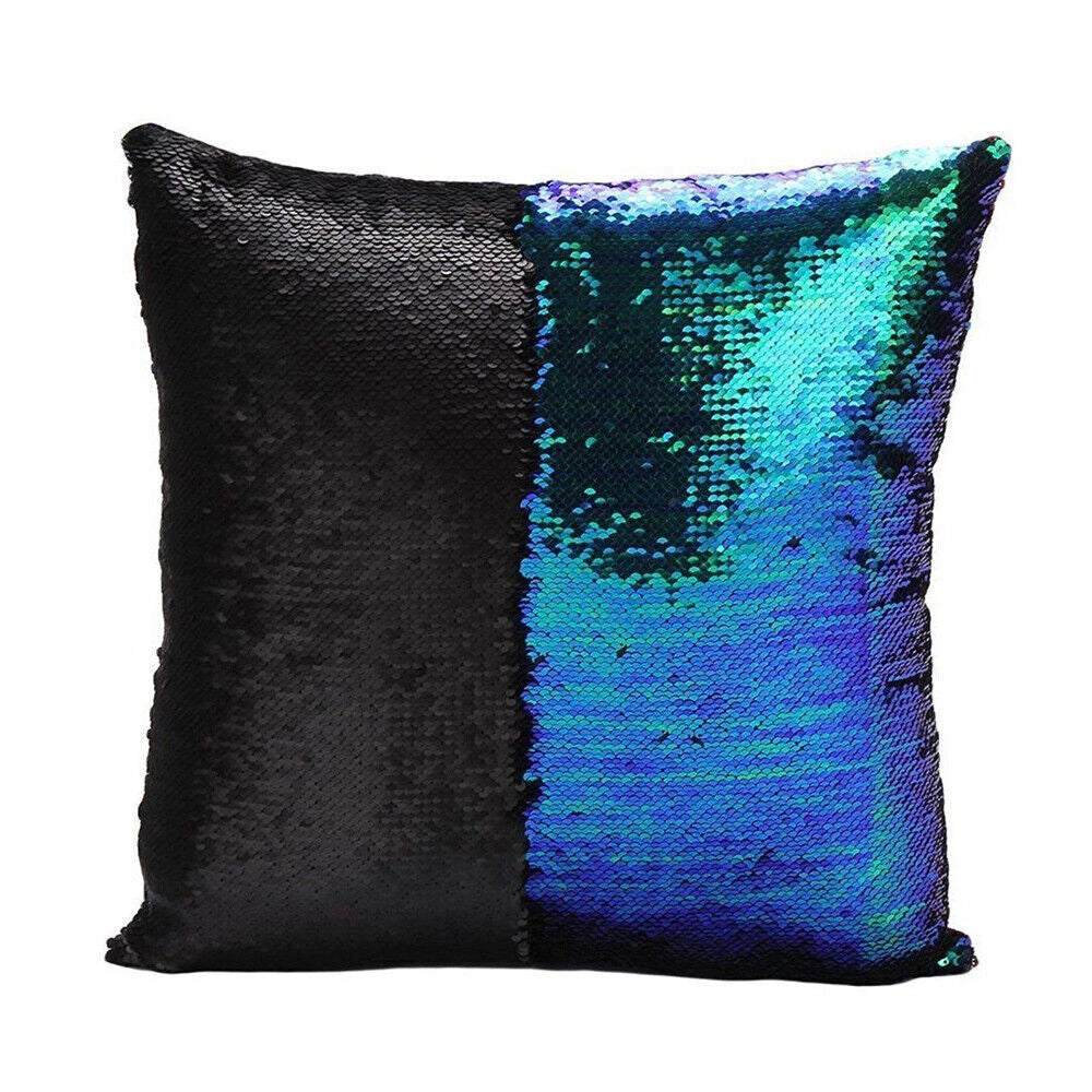 Pillow Cover Mermaid Glitter Sequins Cushion Case Home Sofa Decorative 16" x 16