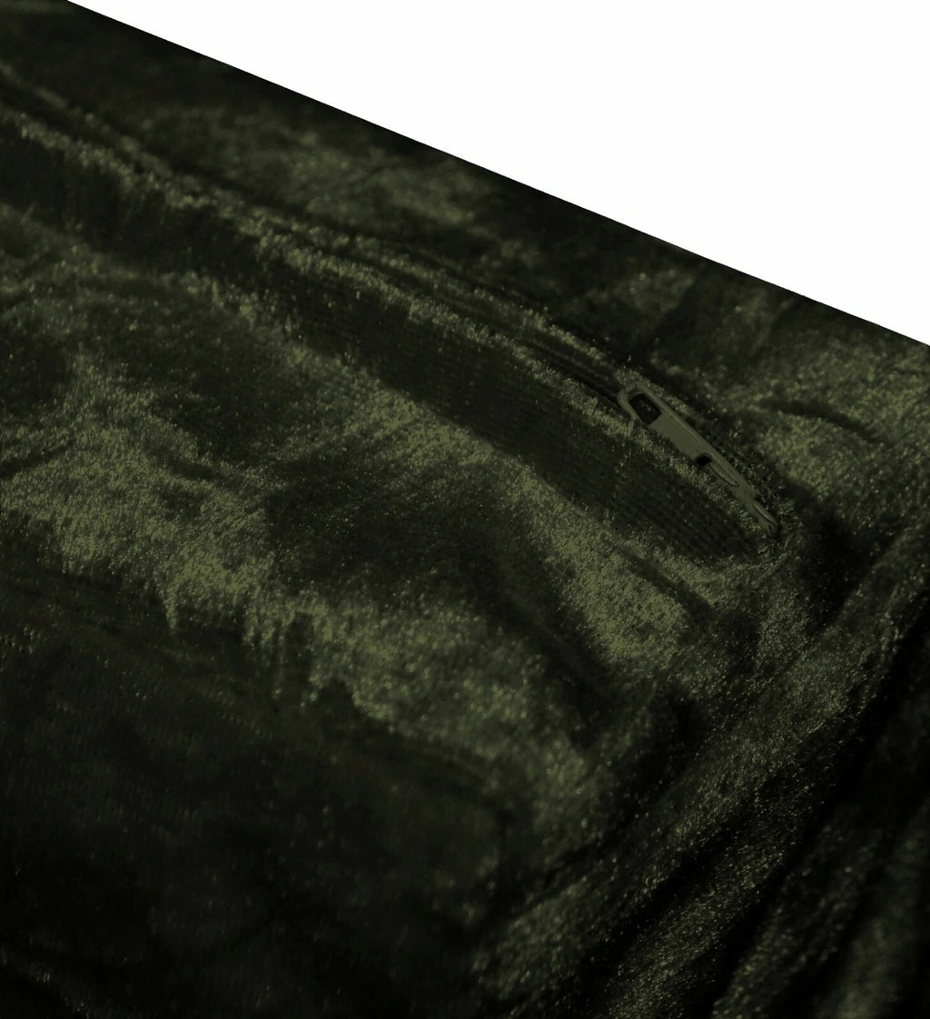 Mv34 Olive Crushed Velvet Sofa Seat Patio Bench Box Cushion Bolster Cover/Runner