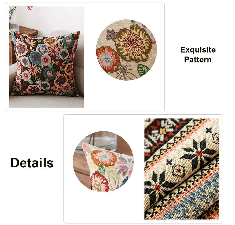 24 x 24in Cotton Linen Blend Home Throw Pillow Cover Case Sofa Bed Cushion Cover