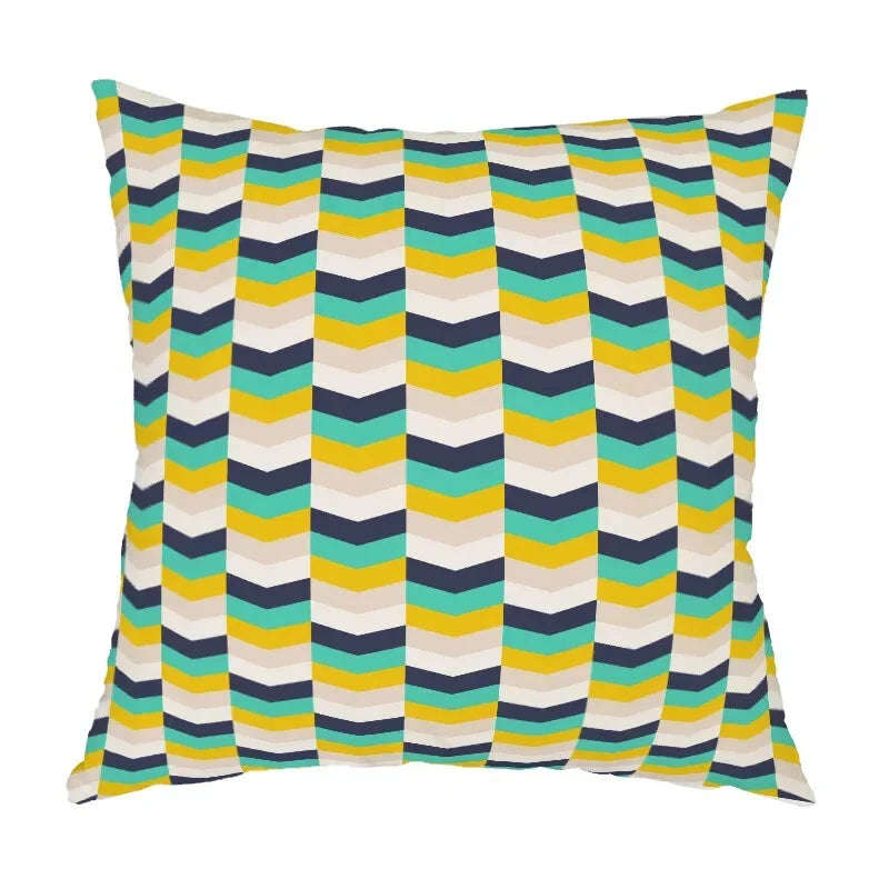 Geometric Pattern Peach Skin Plush Pillowcase for Sofa Chair Bed Pillow Cover
