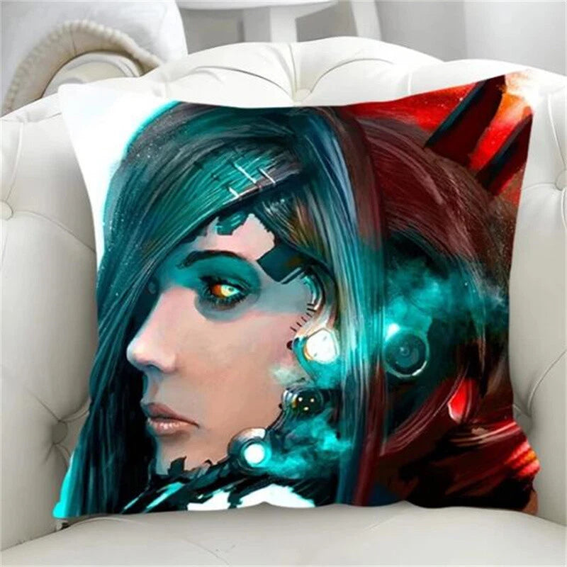 Robot Pillow Cover Pillowcase Decorative for Chair Cushion Fall Short Plush Sofa
