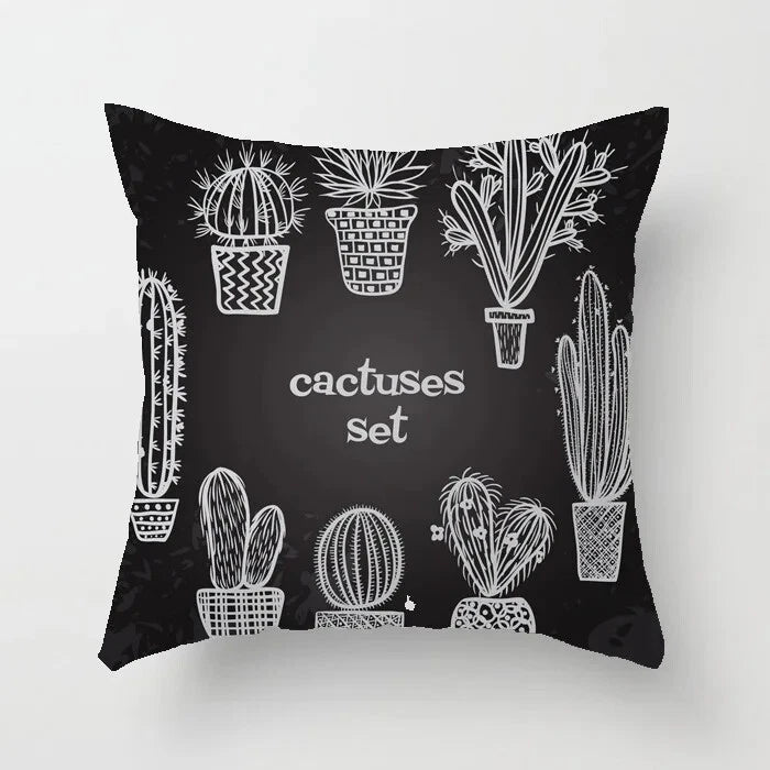 Cactus Succulent Plants Pillowcase Decor Sofa Cushion Case Bed Pillow Cover
