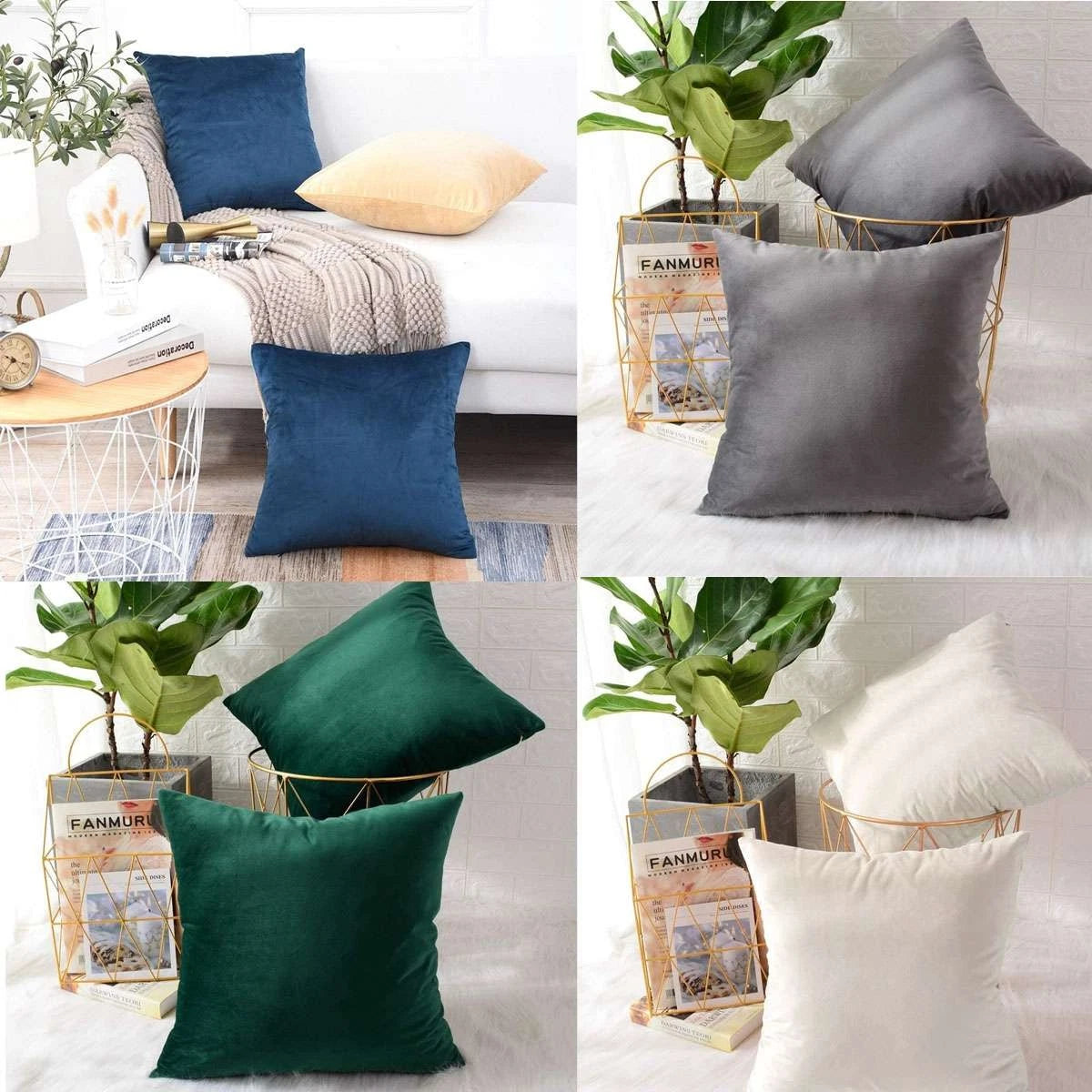 Plush Velvet Cushion Covers Sofa Pillow Cases Soft Cushion Cover 18"x18" 20"x20"