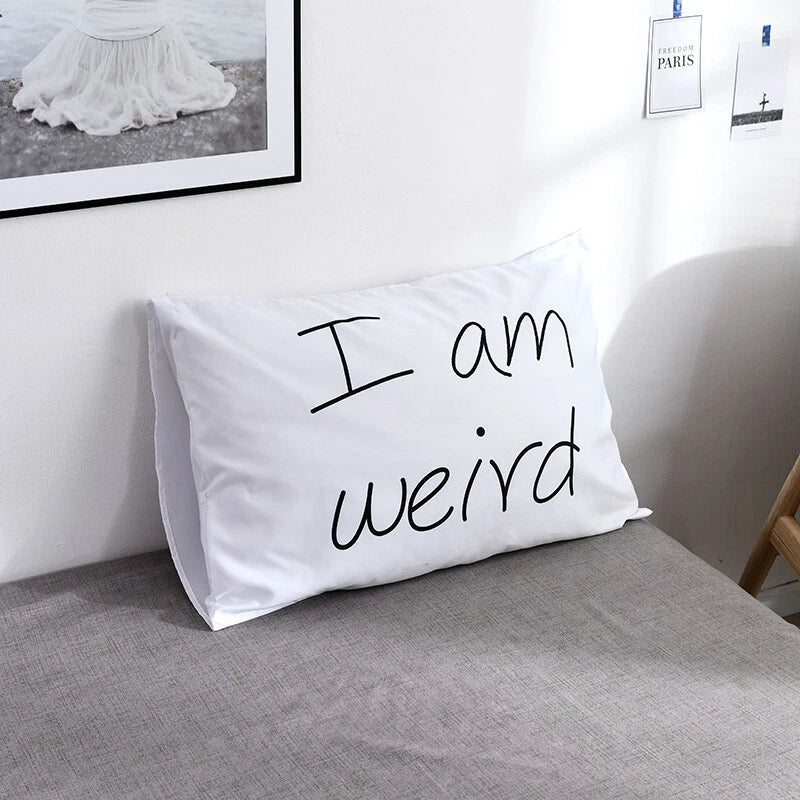 White Cushion Cover Letter Printed Pilow Case 2Pcs Pillowcase Bedroom Throw Sofa
