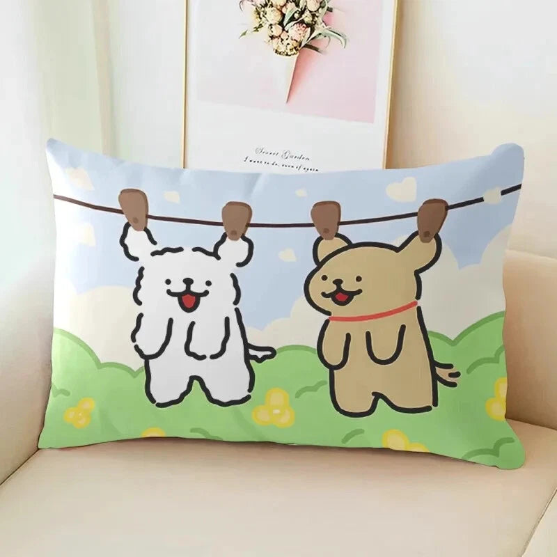 MINISO Cute Cartoon Line Puppy Print Pillowcase Sofa Cushion Cover Bed Sleeping