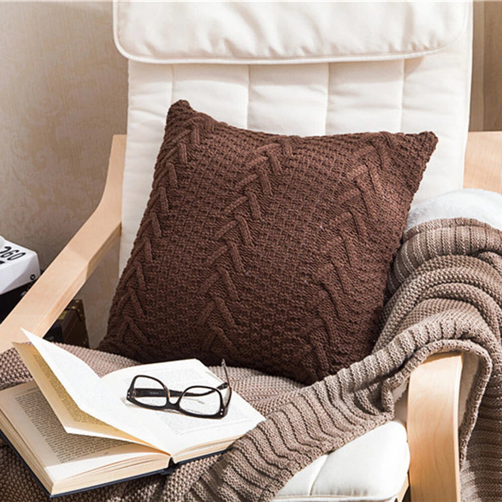 Knitted Pillowcase Sofa Bed Throw Waist Car Cushion Cover Pillow Case Home Decor