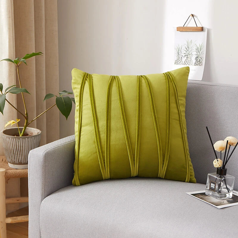 Plain Velvet Cushion Covers Stripe Pillow Case for Sofa Couch Bedroom 16 Colours