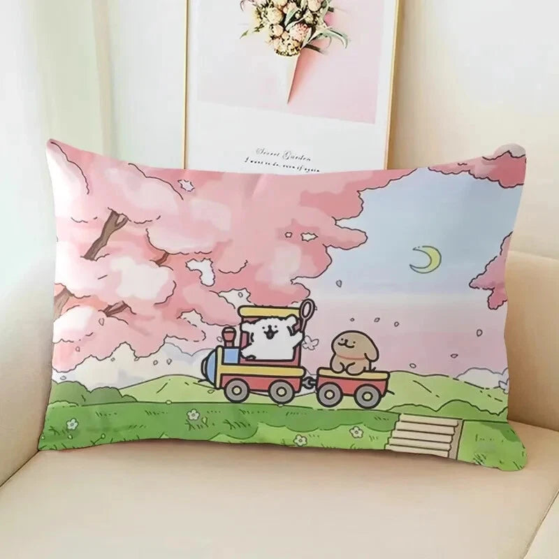 MINISO Cute Cartoon Line Puppy Print Pillowcase Sofa Cushion Cover Bed Sleeping