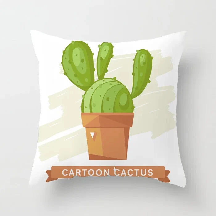 Cactus Succulent Plants Pillowcase Decor Sofa Cushion Case Bed Pillow Cover